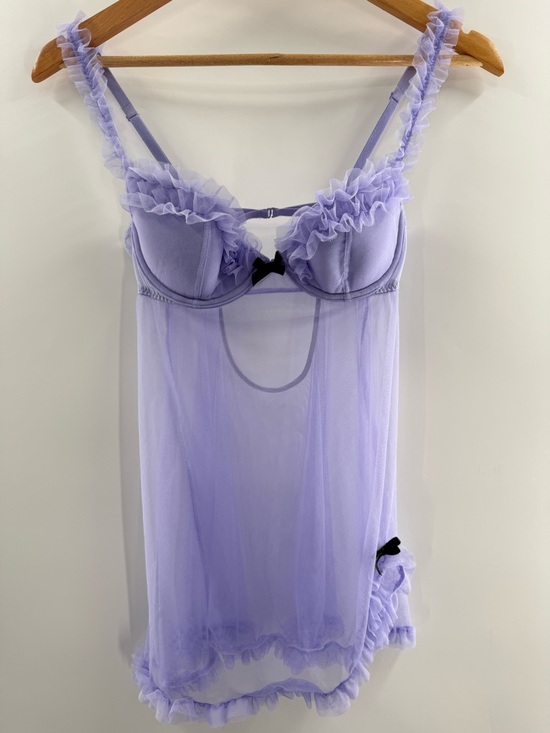 Other - NWT Victoria’s Secret Silk Trim Babydoll Ruffle Coquette Chemise Purple Size 34B